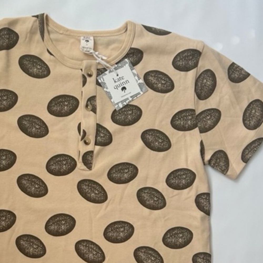 NWT Kate Quinn Football Henley Shirt Men's Small Organic Cotton Unisex Tee